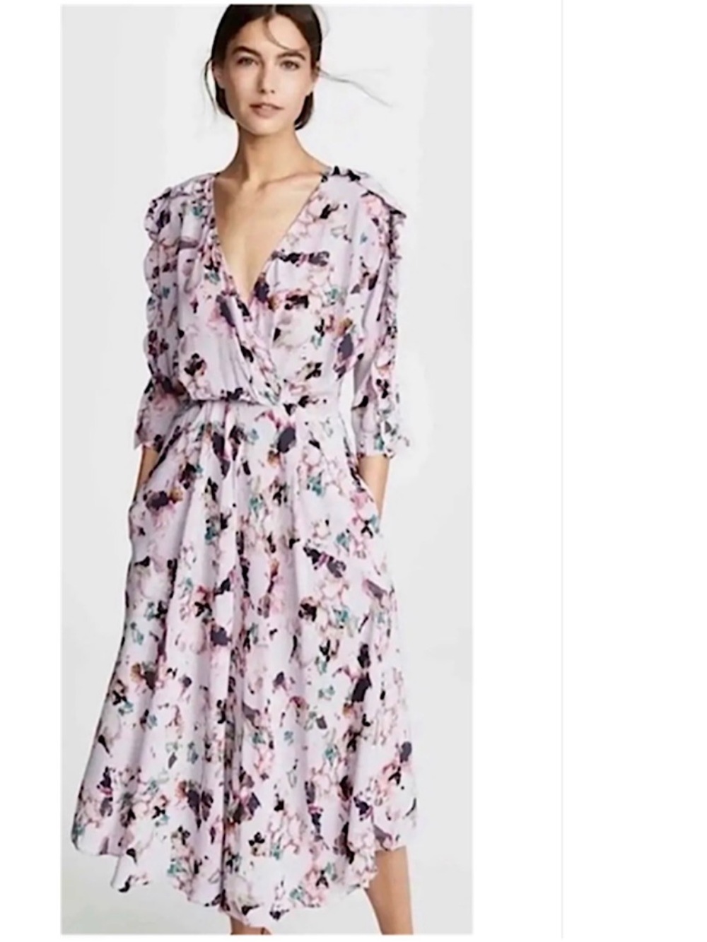 IRO Liky Floral Ruffle Midi Dress